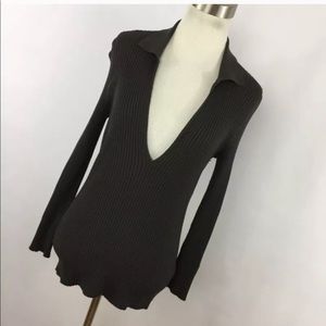 Jil Sander 42 s v neck Johnny dark brown sweater